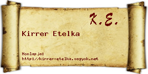 Kirrer Etelka névjegykártya